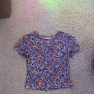 Floral Kids Shirt - Blue and Red